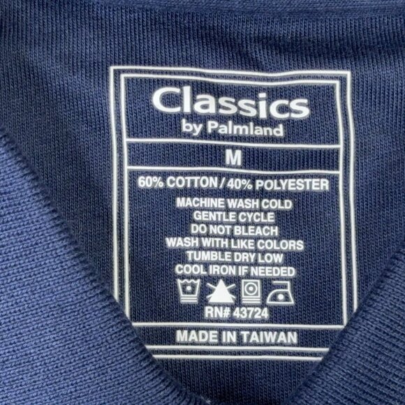 Classics By Palmland Polo Shirt Mens Medium M Navy Blue Grandpa Golf Casual - Picture 4 of 7